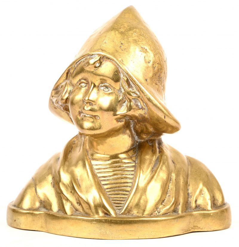 “Melkmeisje”, een bronzen buste, achteraan gesigneerd ‘Nelson’.