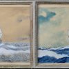 Een set van 4 studies in goache en potlood naar grote zeilschepen. Getekend; F. E. Jamieson, 1916.