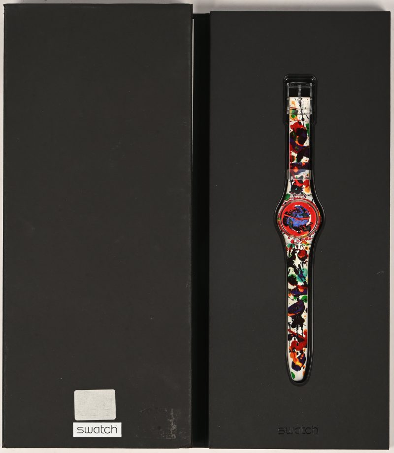 Swatch Sam Francis GZ123 polshorloge, speciale gelimiteerde uitgave in originele verpakking. Klein beetje schade aan de verpakking.