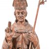 Een gesculpteerd houten beeldje van een bisschop. Gemaakt van een stuk hout van het oude dak van de kathedraal van Glasgow.