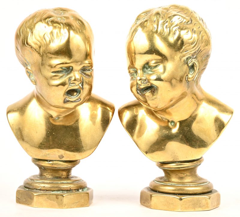 "Jean qui rit et Jean qui pleure", een set van 2 messing beeldjes.