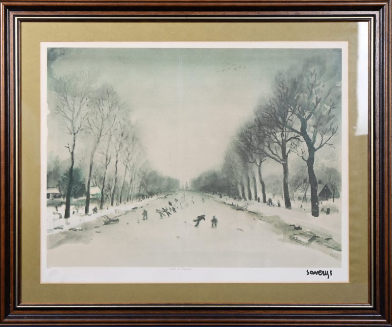 “Vaart van Damme”, een lithografie, gesigneerd Saverys en genummerd 187/350.