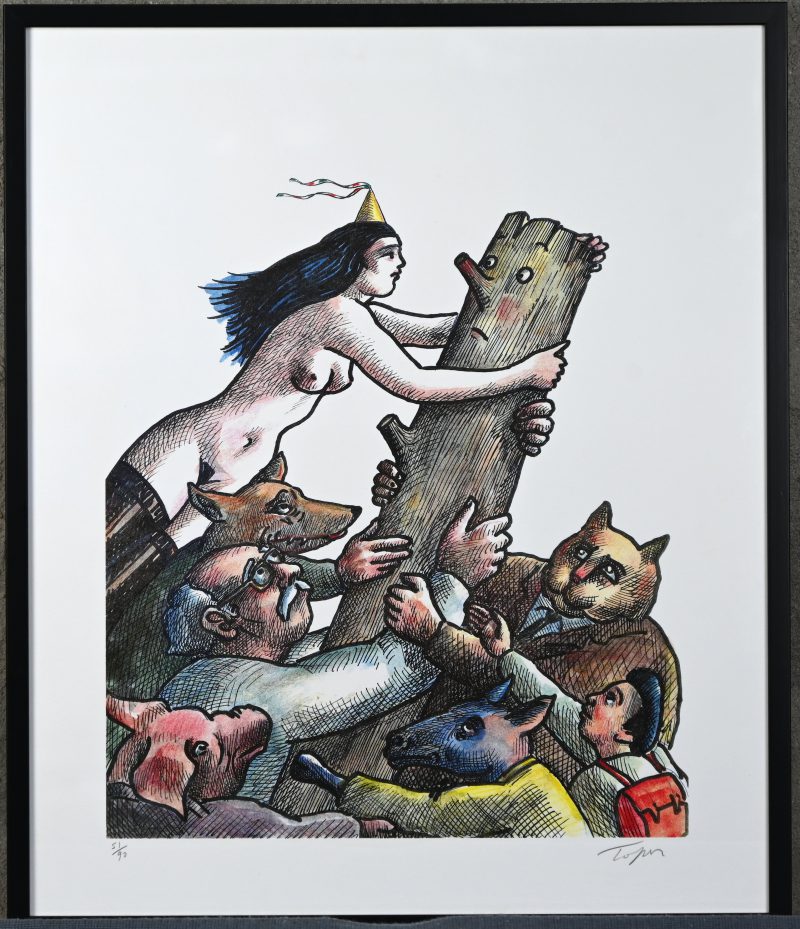 ‘Pinokkio’, een kleurenlitho. Getekend; Topor. Nr. 51 uit een oplage van 90 exemplaren.