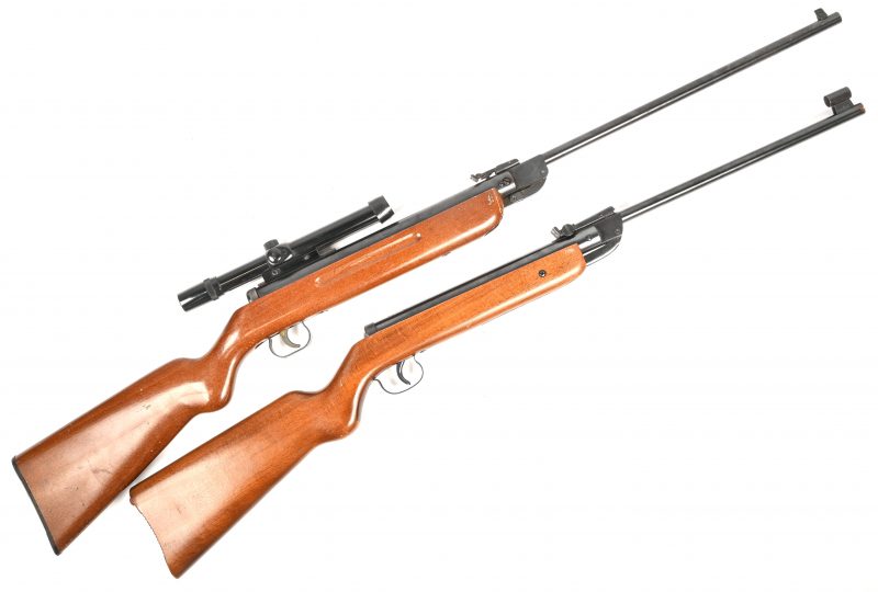 Een lot van twee luchtkarabijnen (Diana model 25 en BSF Mod. S 60), waarvan één met een Buschnell 4X custom.22 vizier.