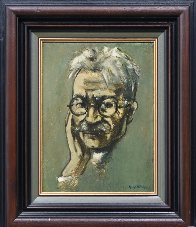 ‘Mannenportret’, olieverf op paneel. Getekend; Remy de Pillecijn.