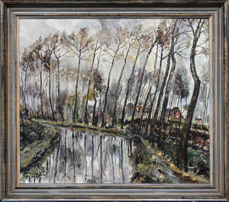 ‘Langs de Dender’, olieverf op doek. Onleesbaar getekend.
