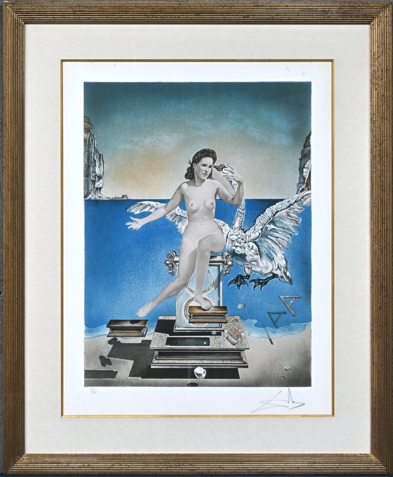 ‘Gala’, een kleurenlithografie, gesigneerd buiten de plaat ‘Dali’ en genummerd 41/300. Met droogstempel.