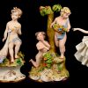Zeven engeltjes en Putto, gemerkt Capo Di Monte, toegevoegd 2 ballerinas gemerkt Gerold Porzellan, enkele met schade.