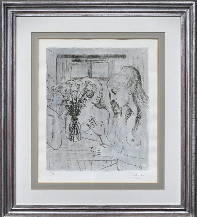 “Les oeillets (11.1979)” Litho op papier, E.A. Gesigneerd buiten de plaat.
