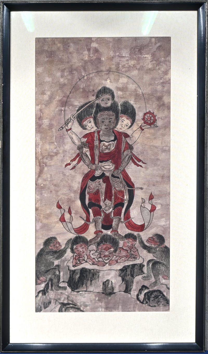 ‘Japans mythologisch figuur’, tekening in gemengde techniek op papier. Niet getekend.