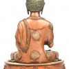 Een bronzen Buddha-beeld gezeten op een lotusbloem, Zuid-Oost-Aziatisch werk.