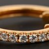 Een paar 18 kt geelgouden oorbellen bezet met een parel en briljanten met een gezamenlijk gewicht van 0,30 ct.