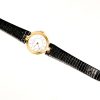 Een 18 kt electroplated dameshorloge met lederen polsband. Met certificaat en originele doos.