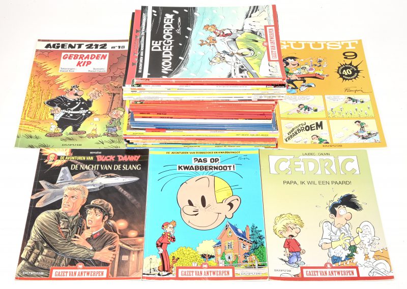 Een gemengd lot strips. 48 titels waaronder; Yoko Tsuno, Agent 212, Cedric, Buck Danny, Guust Flater, Largo Winch en anderen.