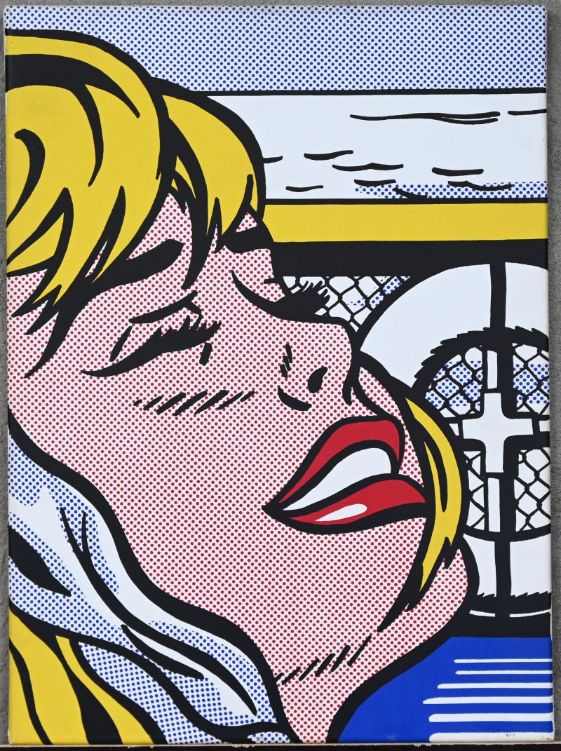 “Shipboard Girl.” Zeefdruk op doek. Naar Lichtenstein. Op 300 exemplaren.