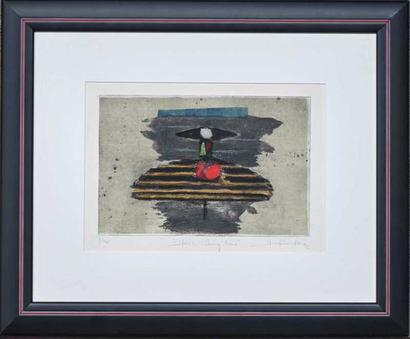 Een abstracte compositie. Genummers 3/20. Een aquatint, gesigneerd en gedateerd 96.