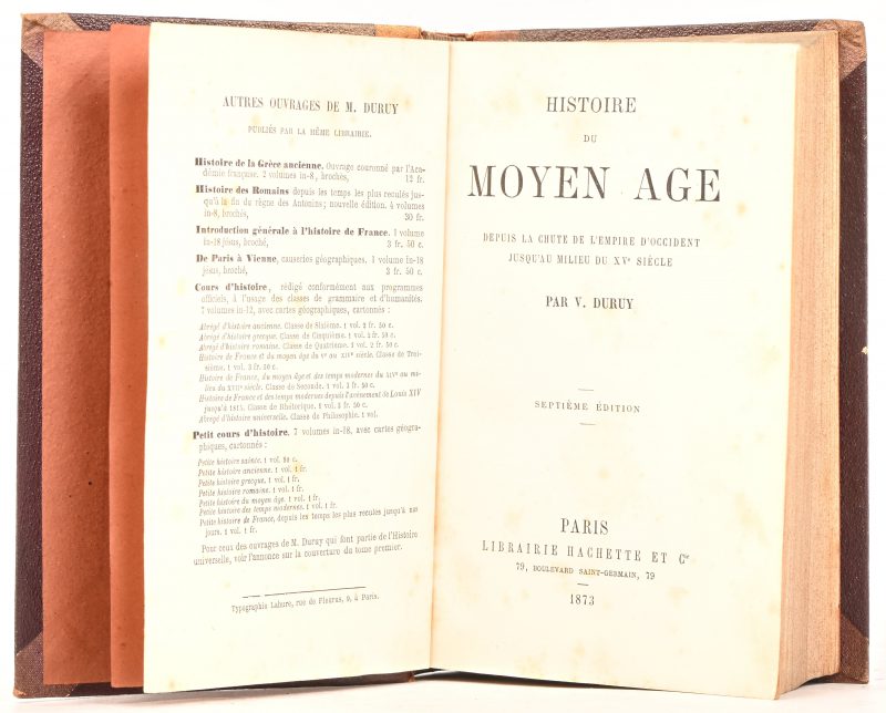 “Histoire du moyen âge depuis la chute de l'empire d'occident jusqu'au milieu du XVe siècle”, door V. Duruy, 1873.