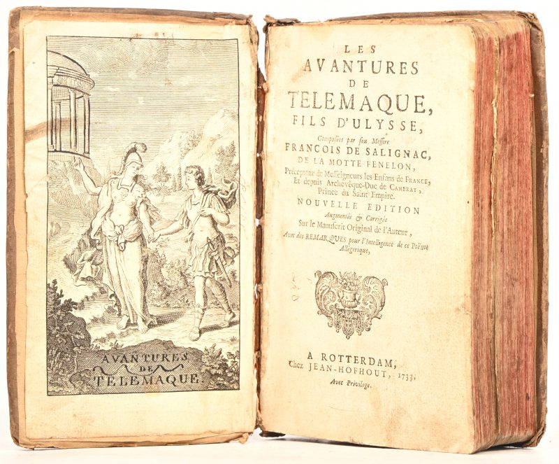 “Les aventures de Télémaque, fils d'Ulysse”, Francois de Salignac, gedrukt door Jean Hofhout, 1733 te Rotterdam.