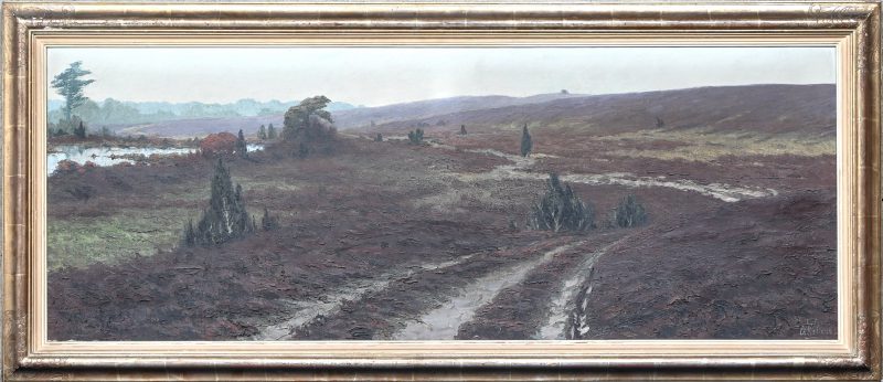 “Heidezicht”, een schilderij, olieverf op doek, gesigneerd Ch. Wellens.