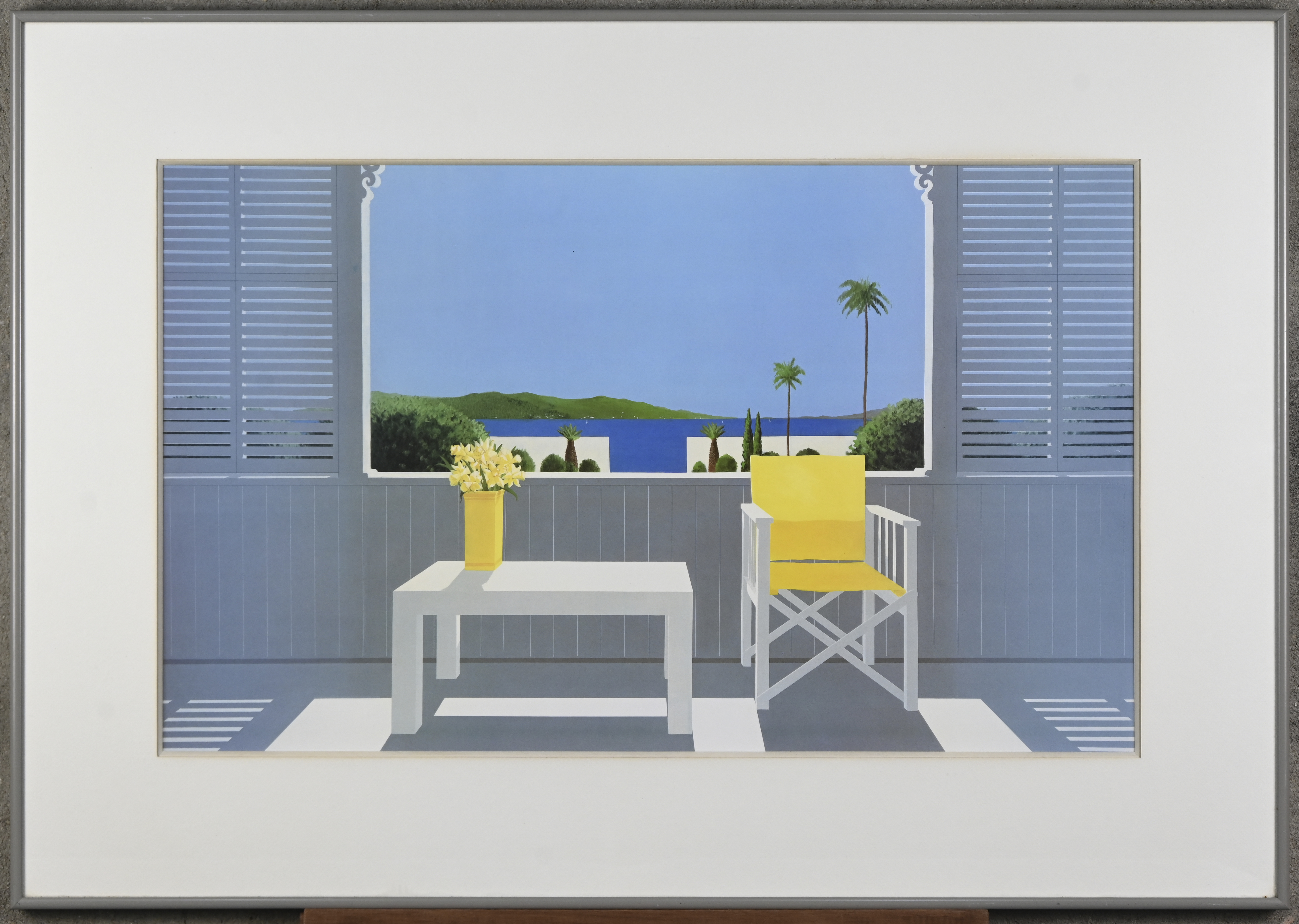 “Contemporary Seaside Porch & Palm Trees”, een ingekaderde print naar Ralph Hedley “Contemporary Seaside Porch & Palm Trees”, een ingekaderde print naar Ralph Hedley.