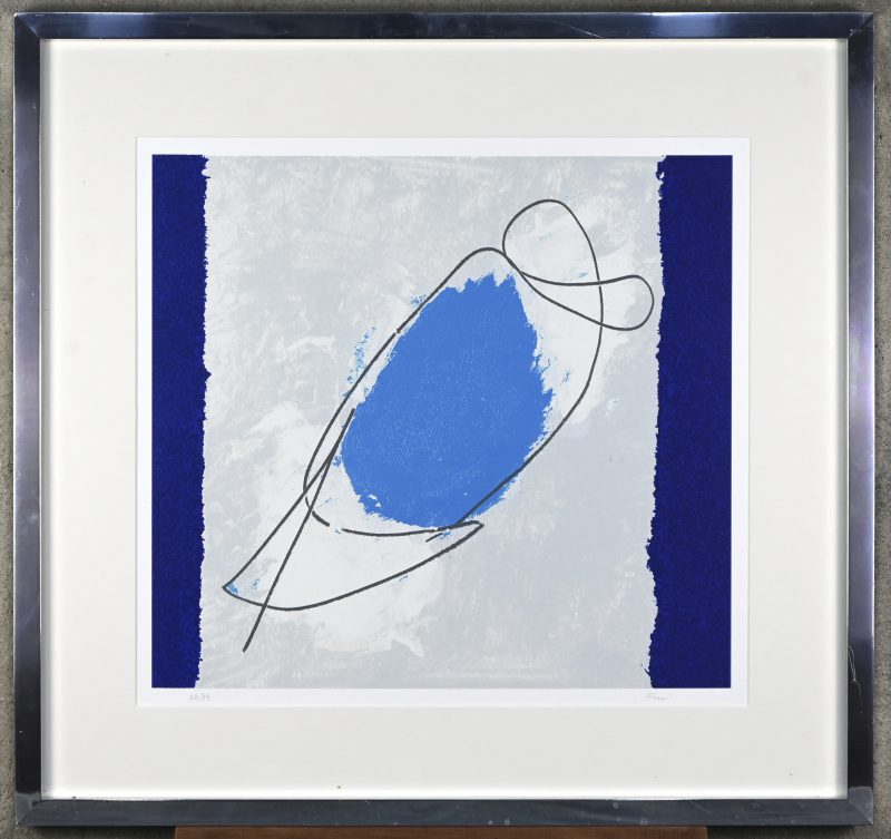“Blue”, een zeefdruk, gesigneerd en genummerd.