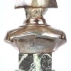 “Napoleon I”. Een bronzen borstbeeld met donkerbruin patina op groengeaderde marmeren basis. Gesigneerd.