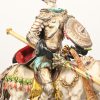 “Don Quichote de la Mancha op Rocinante”. Polychroom porseleinen beeld. Onderaan gemerkt S. Marchi, Italy. Punt van de speer ontbreekt.