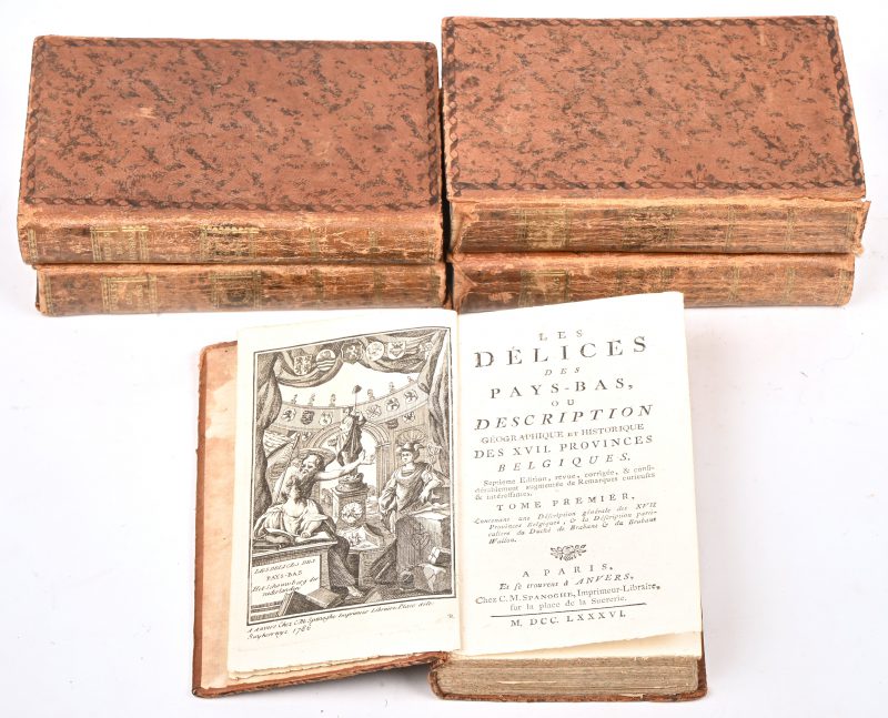 “Les délices des PAYS-BAS ou description géographique et historique des XVII provinces Belgiques”, 5 volumes, Septieme Edition, 1786.