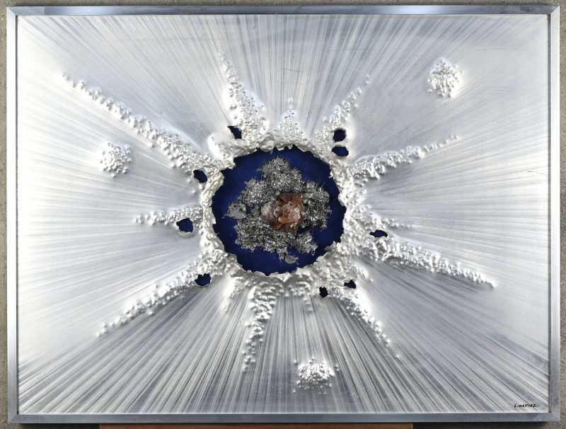 ‘Kosmische kunst’, gemengde techniek op paneel. Getekend; L. Wattiez.