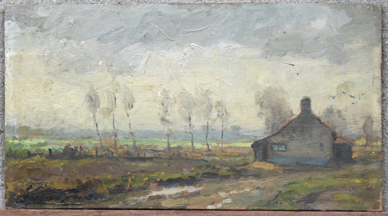 ‘Herfstlandschap’, olieverf op paneel. Onlaasbaar getekend.