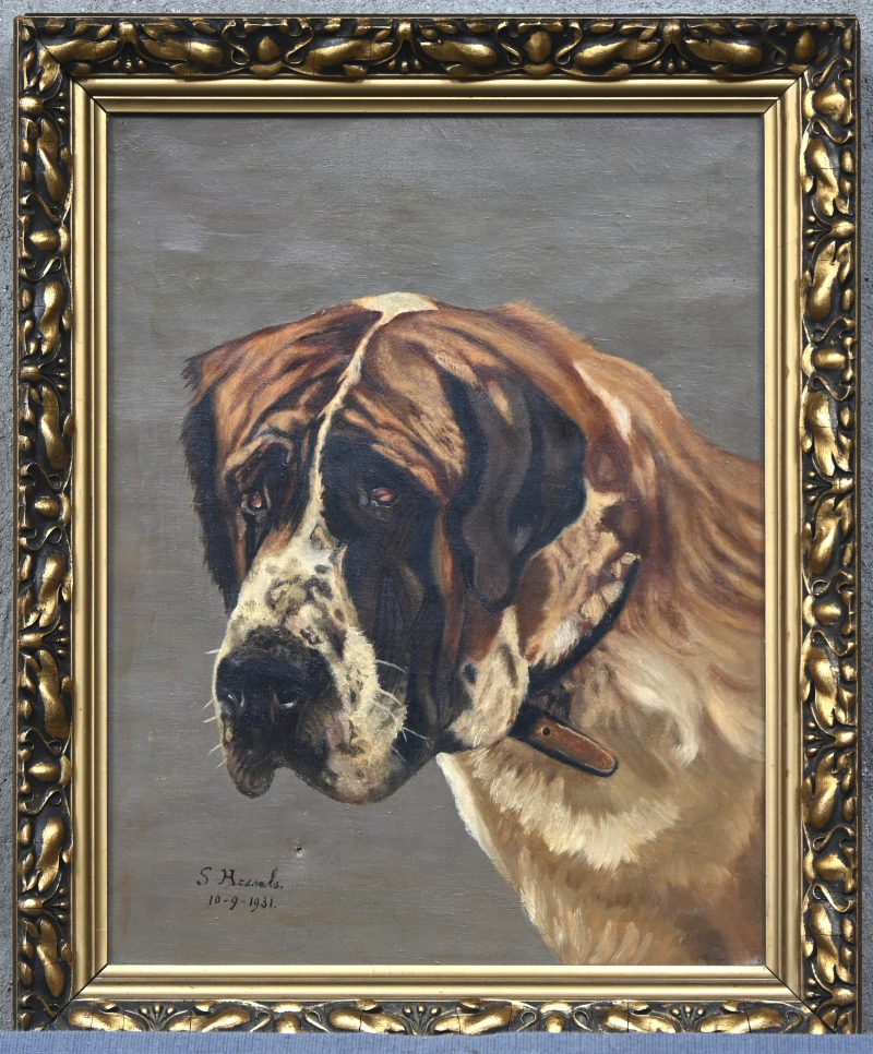 “Hond”, een schilderij, olieverf op doek, gesigneerd S. Hessels en gedateerd 10-09-1931.