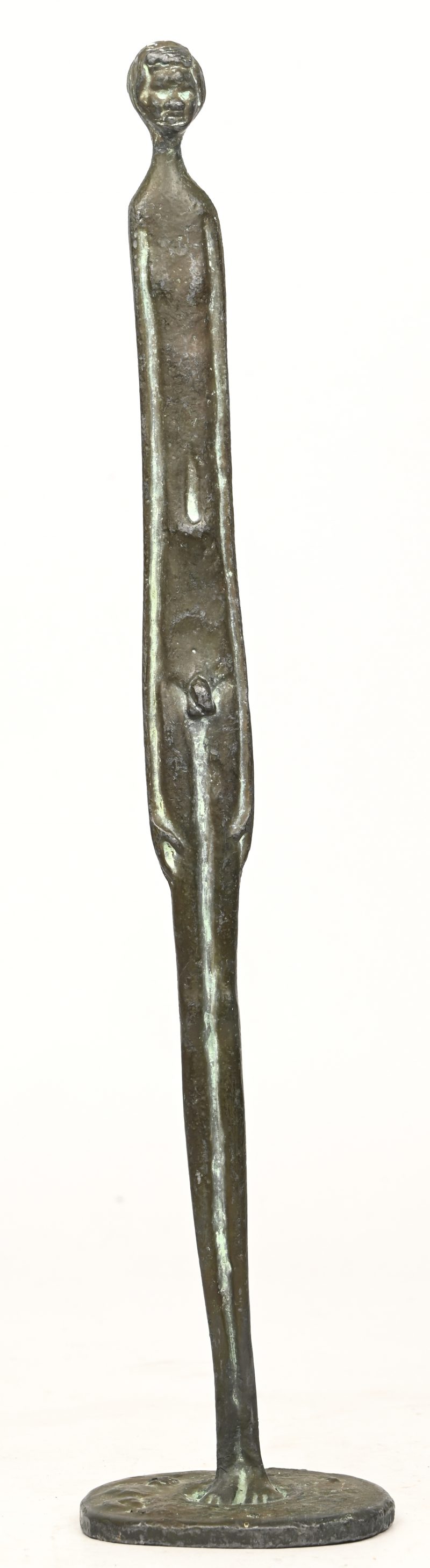Een bronzen beeldje van een naakte man, niet gesigneerd.