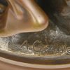 'La Fortune Récompense le Travail', een gepatinneerd bronzen beeld. Getekend; A. Gaudez. De lauwerkrans is manco.