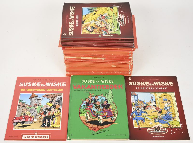 Een lot ‘Suske en Wiske’ strips. Rode reeks, een vakantiealbum en 9 titels uit de reeks ‘de beste 10 volgens Studio Vandersteen’. Enkele recente eerste drukken.