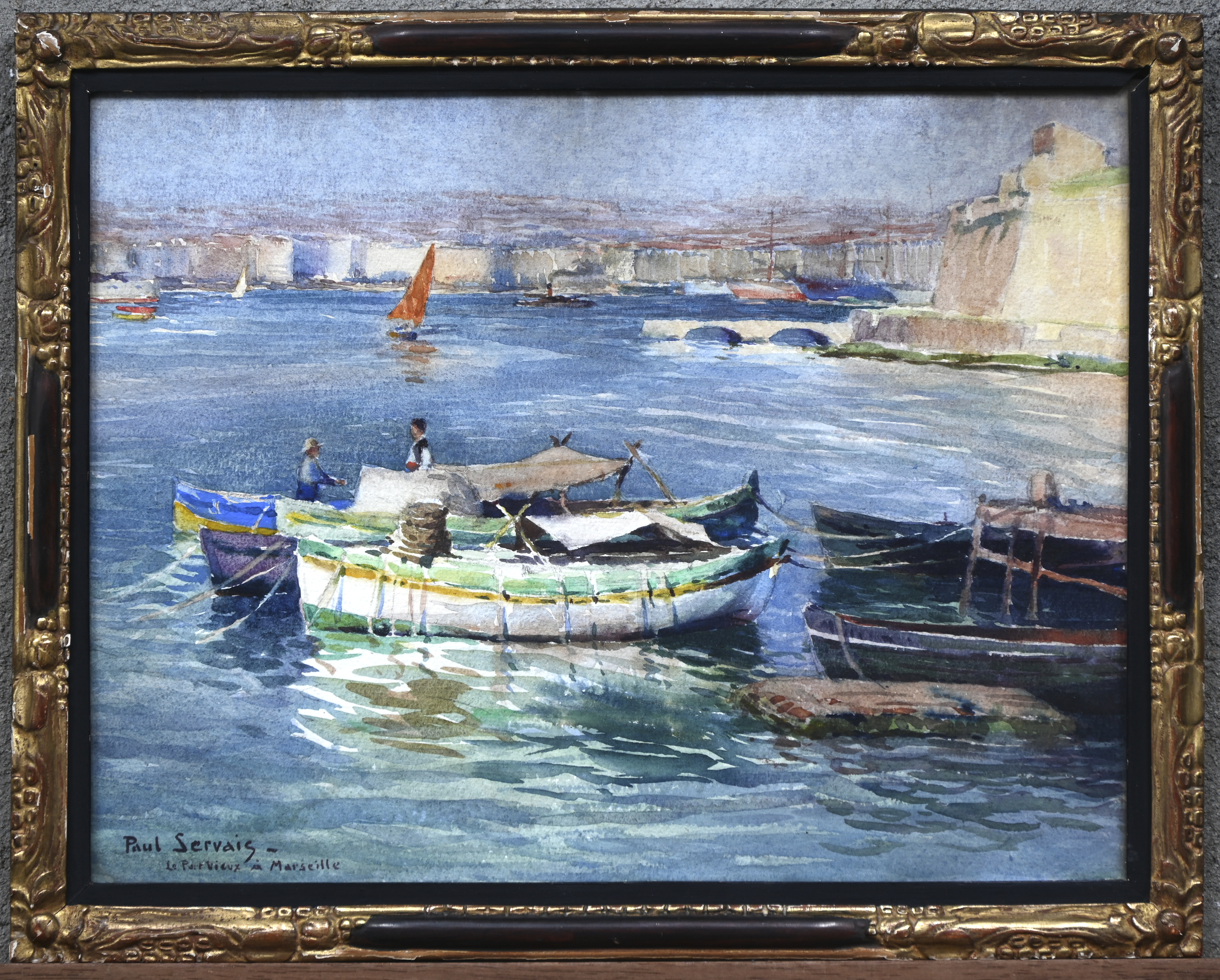 “Le Port Vieux à Marseille”, waterverf op papier, gesigneerd “Le Port Vieux à Marseille”, waterverf op papier, gesigneerd.