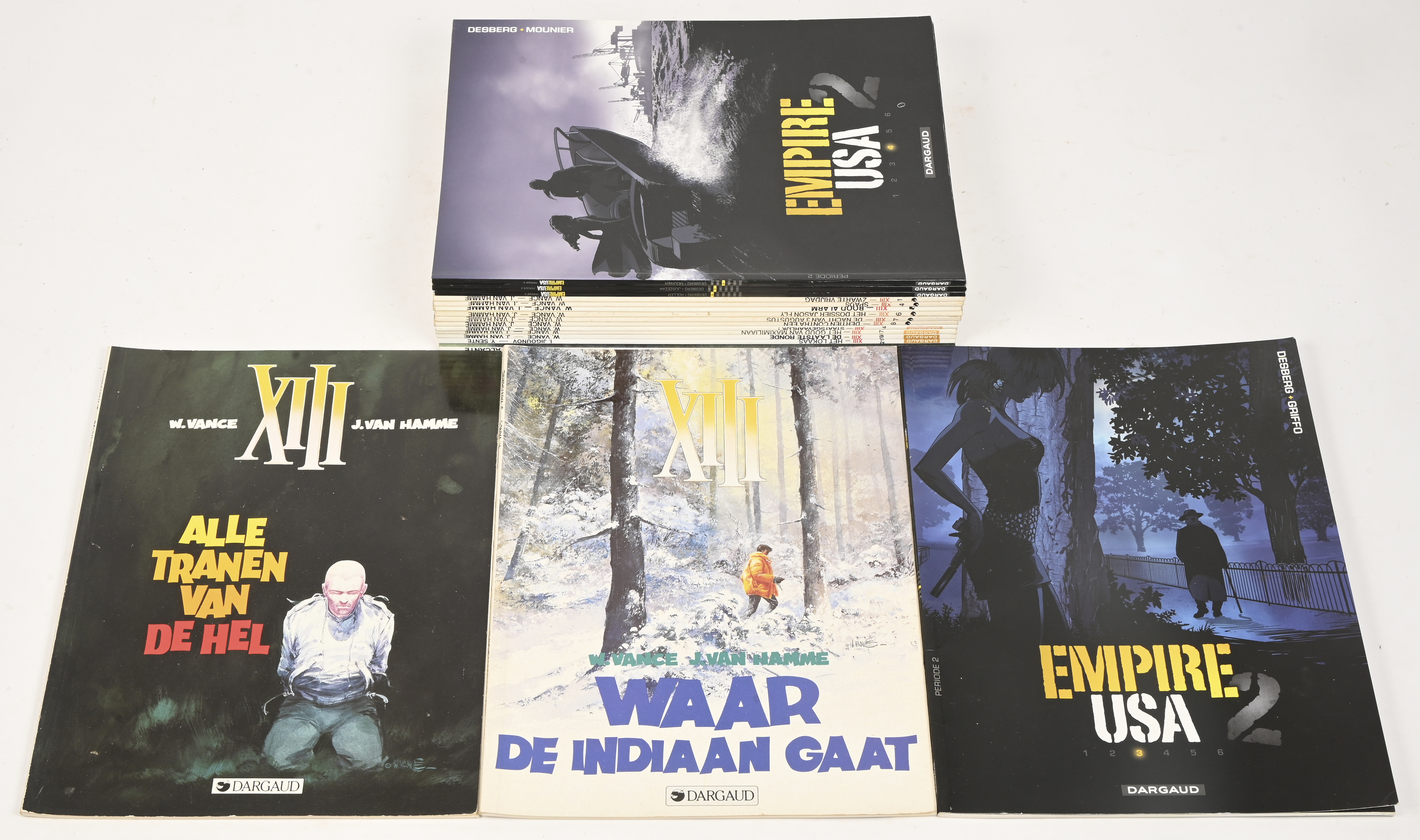 Een lot strips van de series; ‘Empire USA 2’, nr 3-6 en ‘XIII’, nr. 1-8, 14, 17, 19, 21 en XIII mystery nr. 4 Een lot strips van de series; ‘Empire USA 2’, nr 3-6 en ‘XIII’, nr. 1-8, 14, 17, 19, 21 en XIII mystery nr. 4.