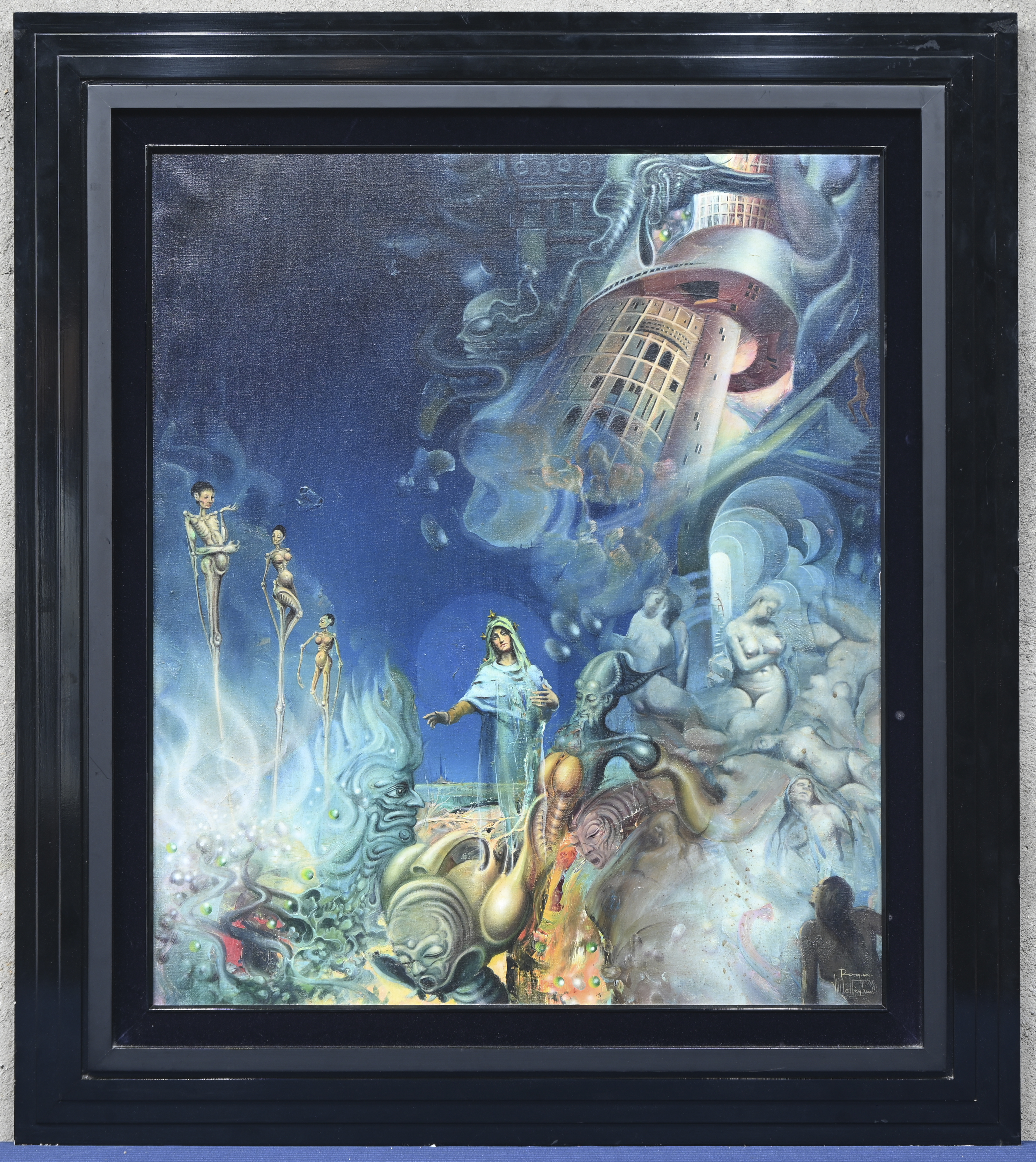 ‘Visioen in de ruimte’, olieverf op doek. Getekend ‘Visioen in de ruimte’, olieverf op doek. Getekend.