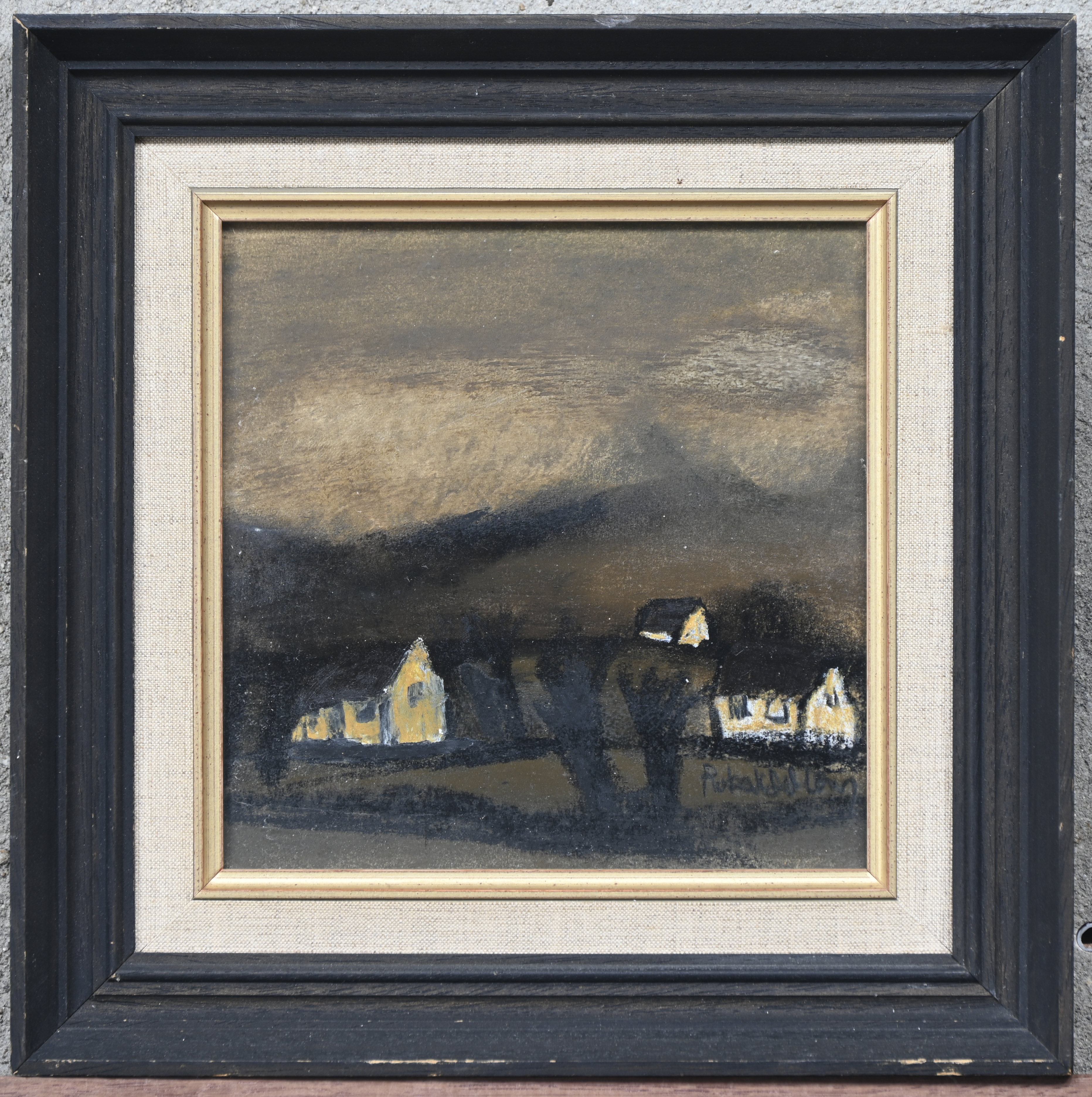 ‘Nachtelijk landschap’, gemengde techniek op papier. Getekend; Robert De Man ‘Nachtelijk landschap’, gemengde techniek op papier. Getekend; Robert De Man.