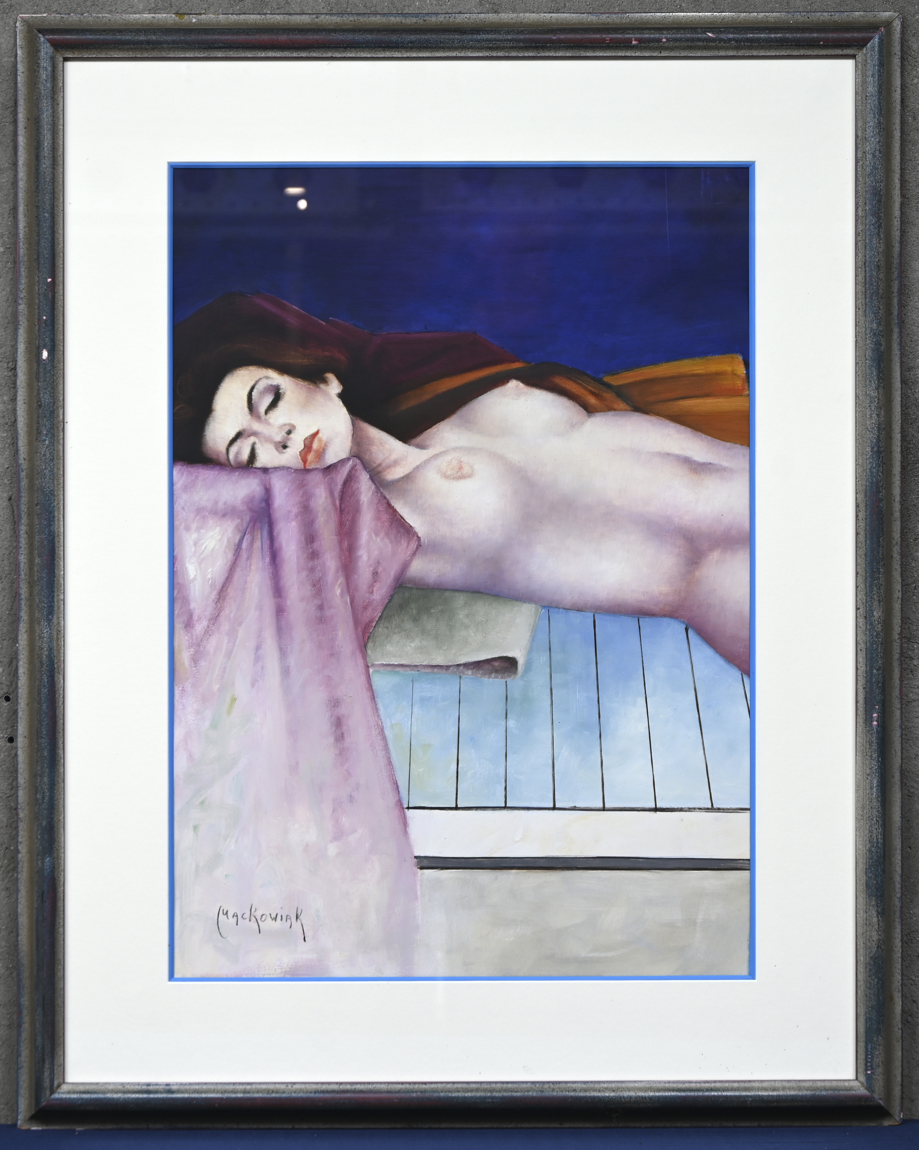 ‘Le Sommeil’, olieverf op papier. Getekend; Mackowiak ‘Le Sommeil’, olieverf op papier. Getekend; Mackowiak.