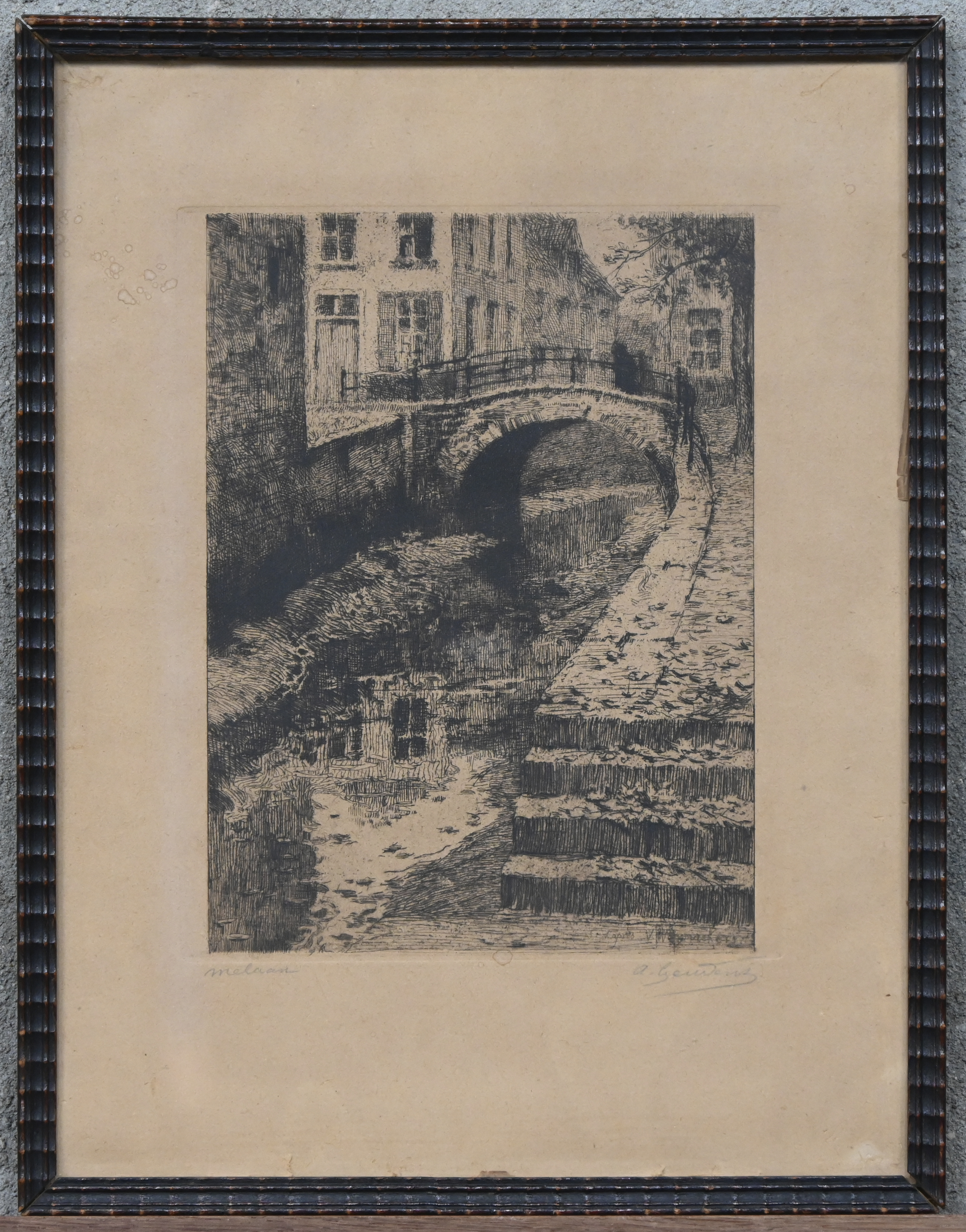 “Melaan”. Gravure op papier. Gesigneerd buiten de plaat “Melaan”. Gravure op papier. Gesigneerd buiten de plaat.