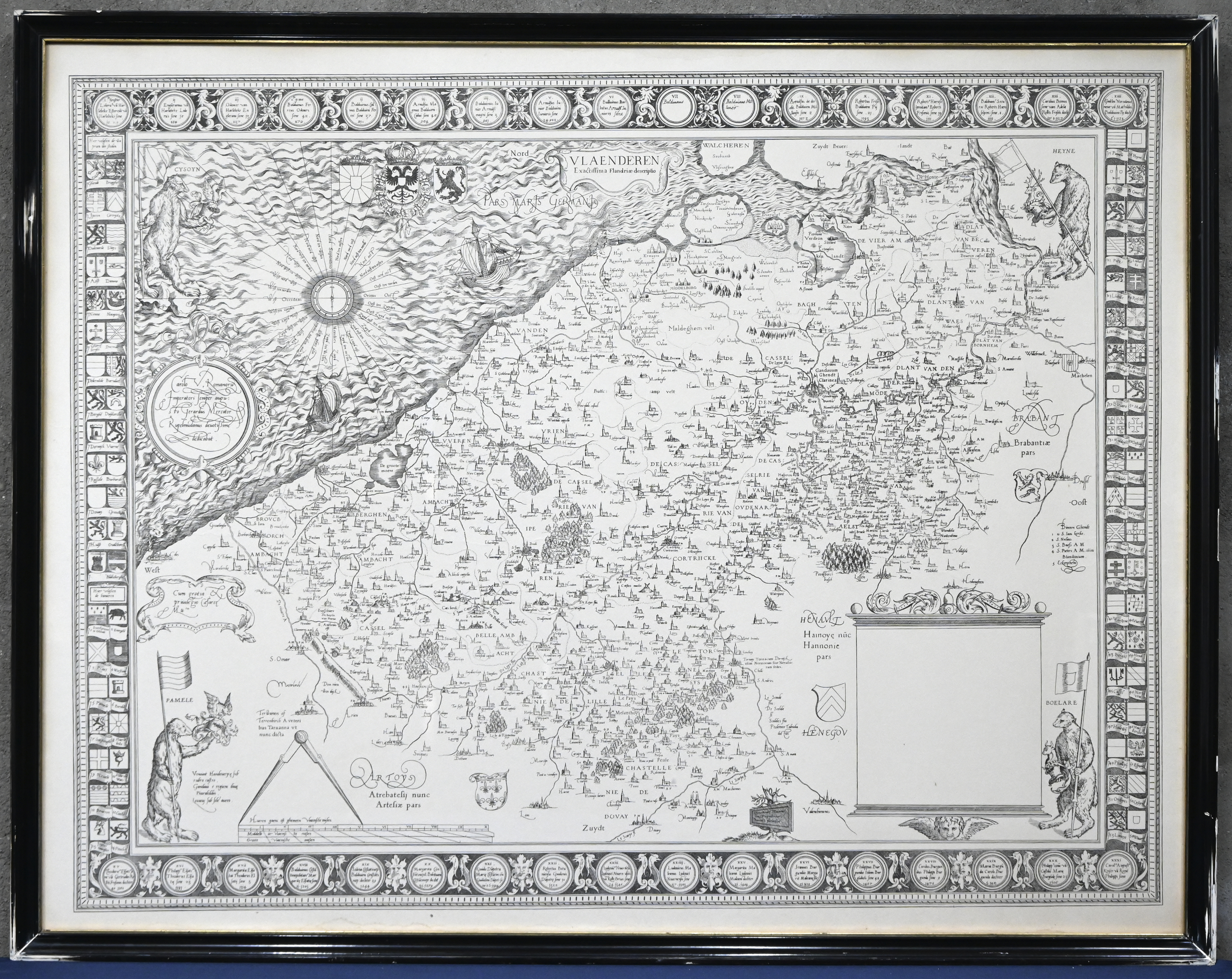 Een kopie van een oude kaart van het Graafschap Vlaenderen Een kopie van een oude kaart van het Graafschap Vlaenderen.