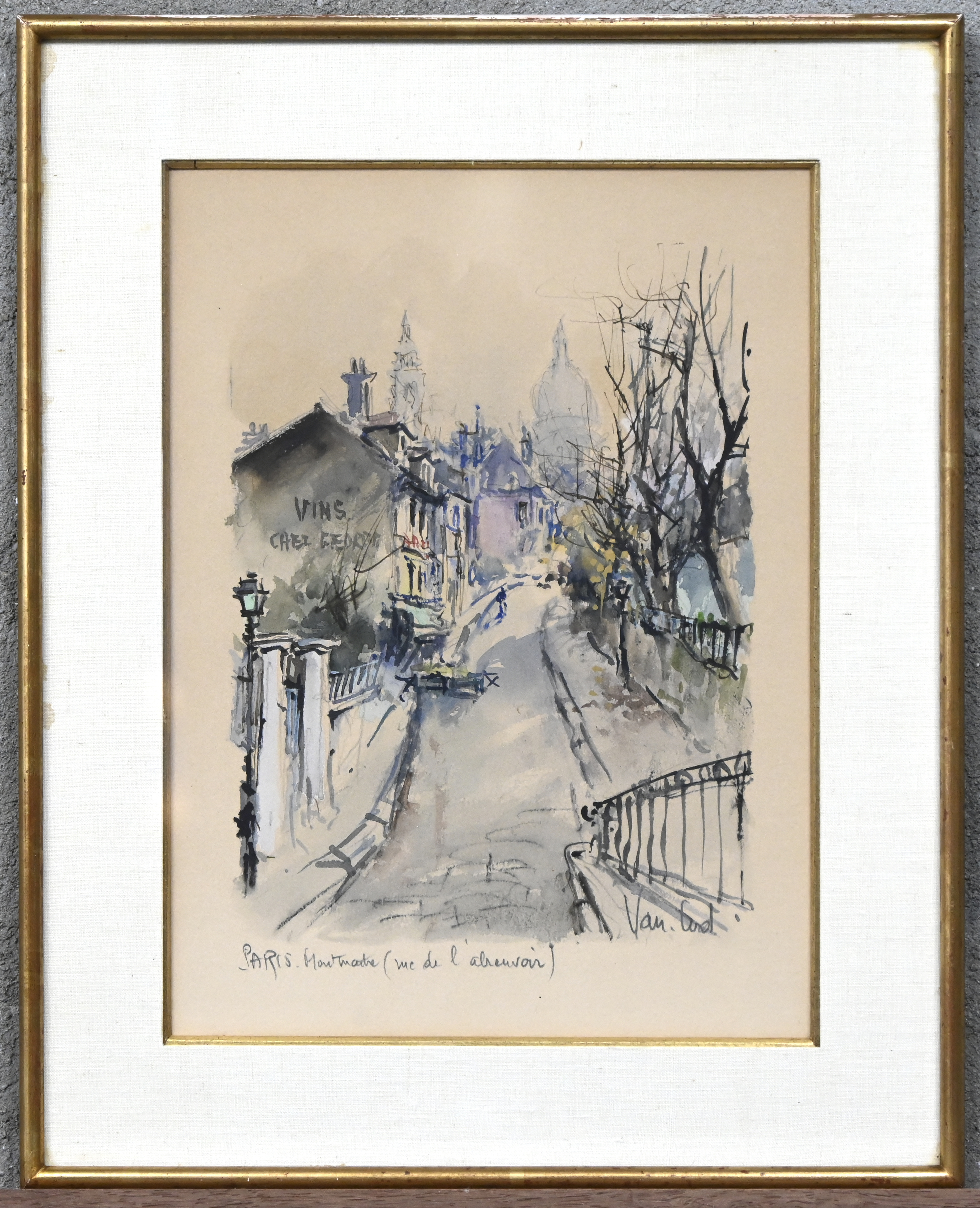 ‘Paris Montmartre’, een aquarel. Draagt een handtekening ‘Paris Montmartre’, een aquarel. Draagt een handtekening.