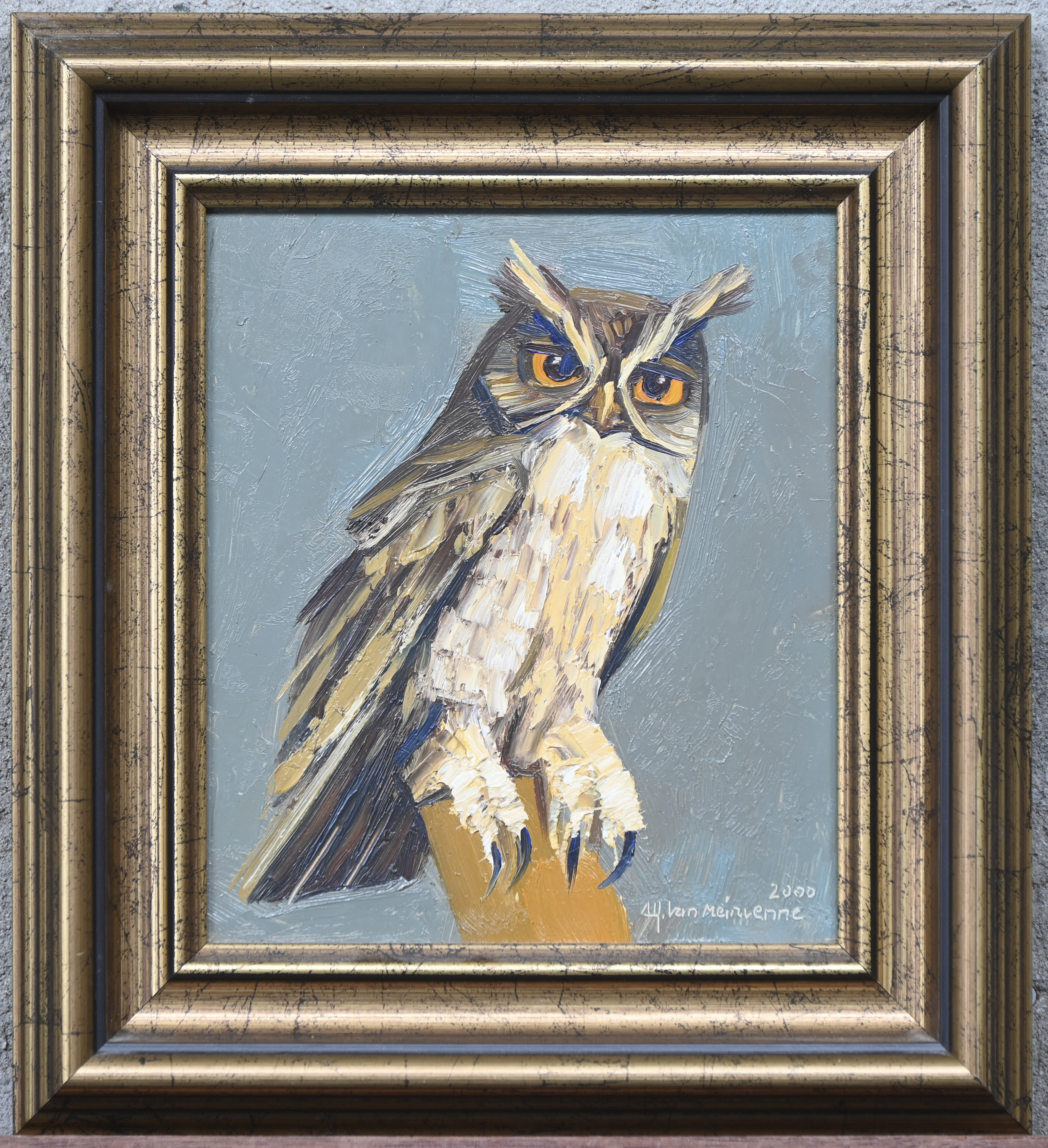 “Hibou”, een schilderij, olieverf op paneel, gesigneerd en gedateerd 2000 “Hibou”, een schilderij, olieverf op paneel, gesigneerd en gedateerd 2000.