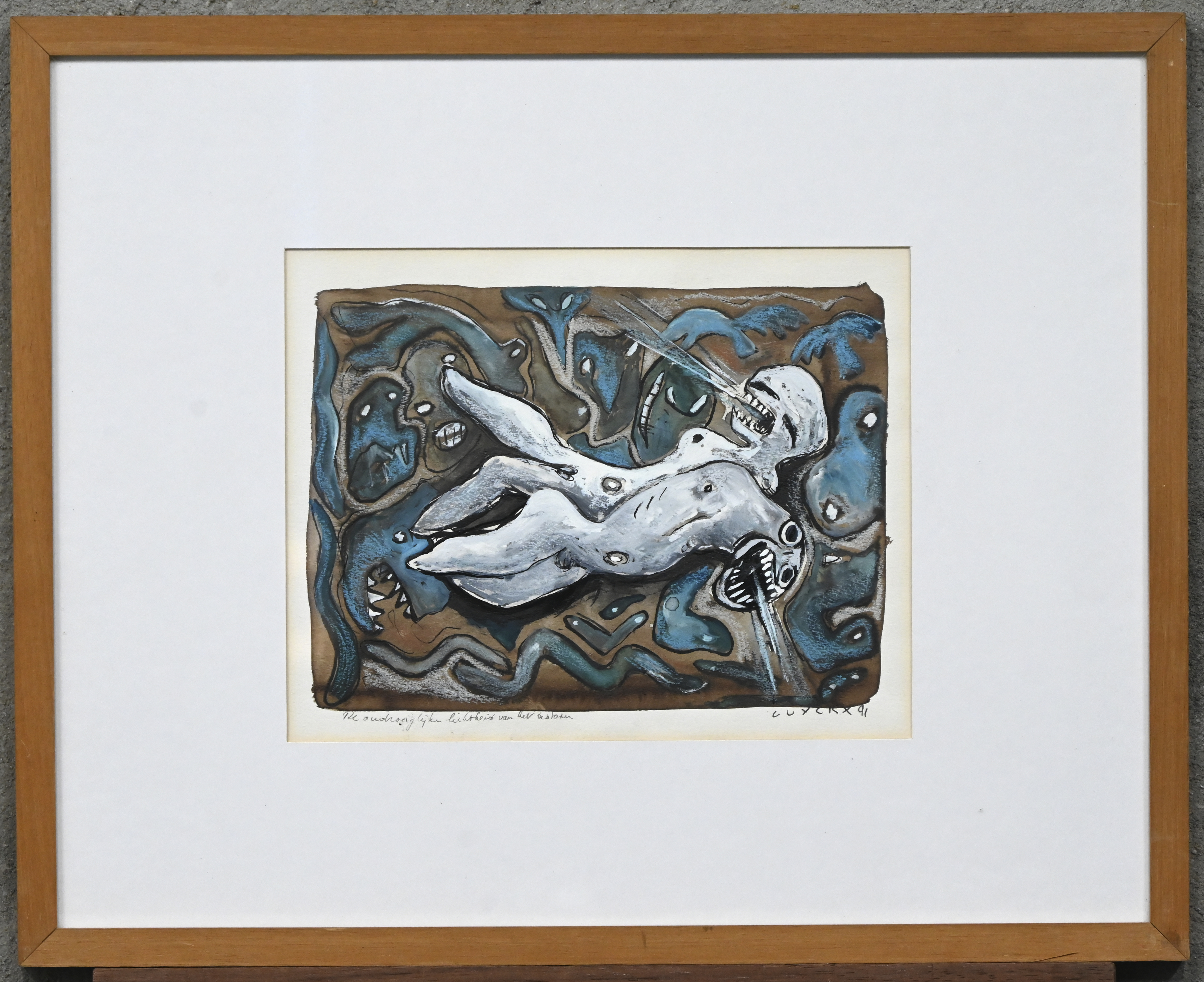 ‘De ondraaglijke lichtheid van het bestaan’, ‘De vrouw, de moeder’ & ‘Zonder titel’. Drie tekeningen, gemengde techniek. Getekend Luyckx ‘91 ‘De ondraaglijke lichtheid van het bestaan’, ‘De vrouw, de moeder’ & ‘Zonder titel’. Drie tekeningen, gemengde techniek. Getekend Luyckx ‘91.