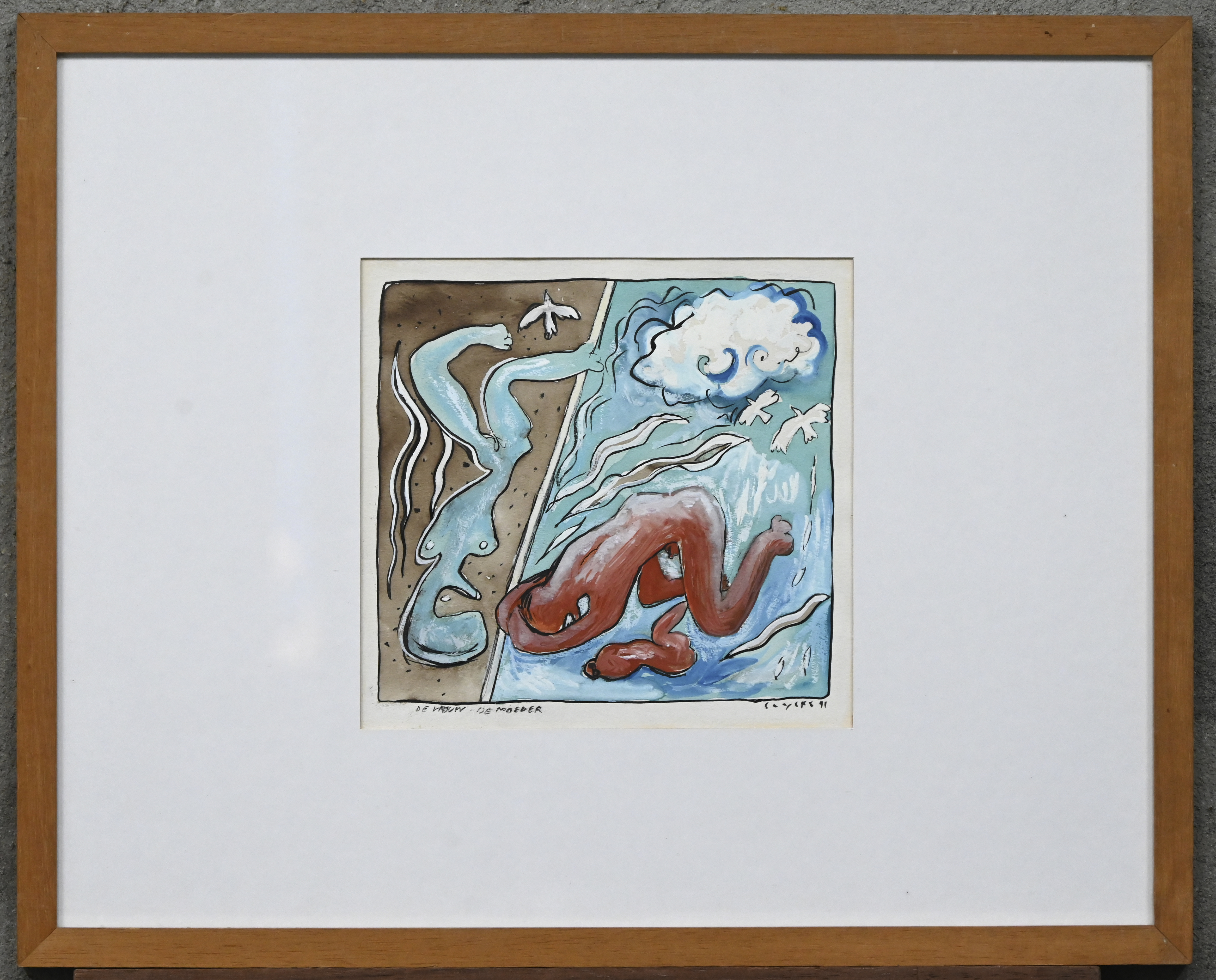 ‘De ondraaglijke lichtheid van het bestaan’, ‘De vrouw, de moeder’ & ‘Zonder titel’. Drie tekeningen, gemengde techniek. Getekend Luyckx ‘91 ‘De ondraaglijke lichtheid van het bestaan’, ‘De vrouw, de moeder’ & ‘Zonder titel’. Drie tekeningen, gemengde techniek. Getekend Luyckx ‘91.