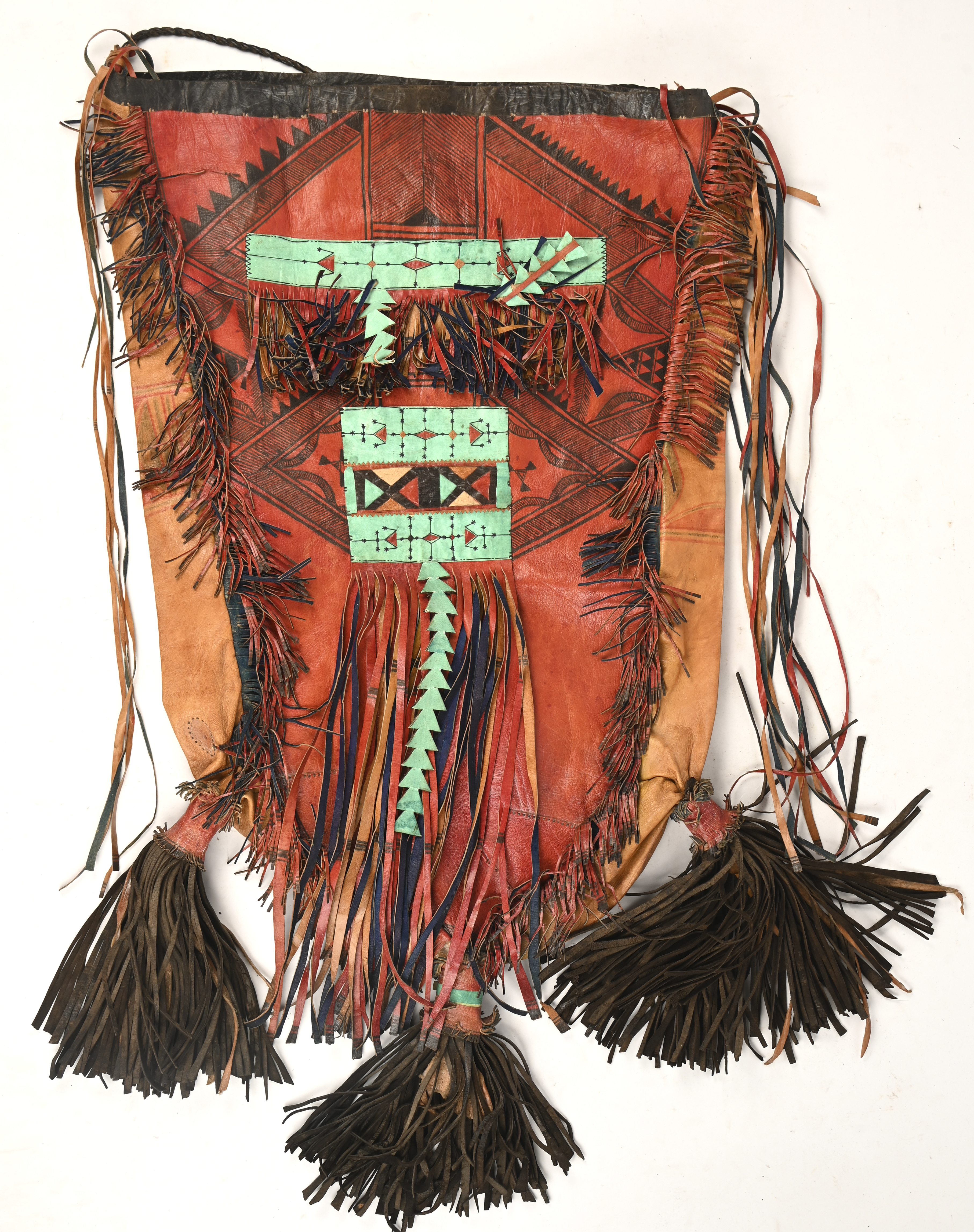 Een grote Afrikaanse lederen schoudertas Een grote Afrikaanse lederen schoudertas.