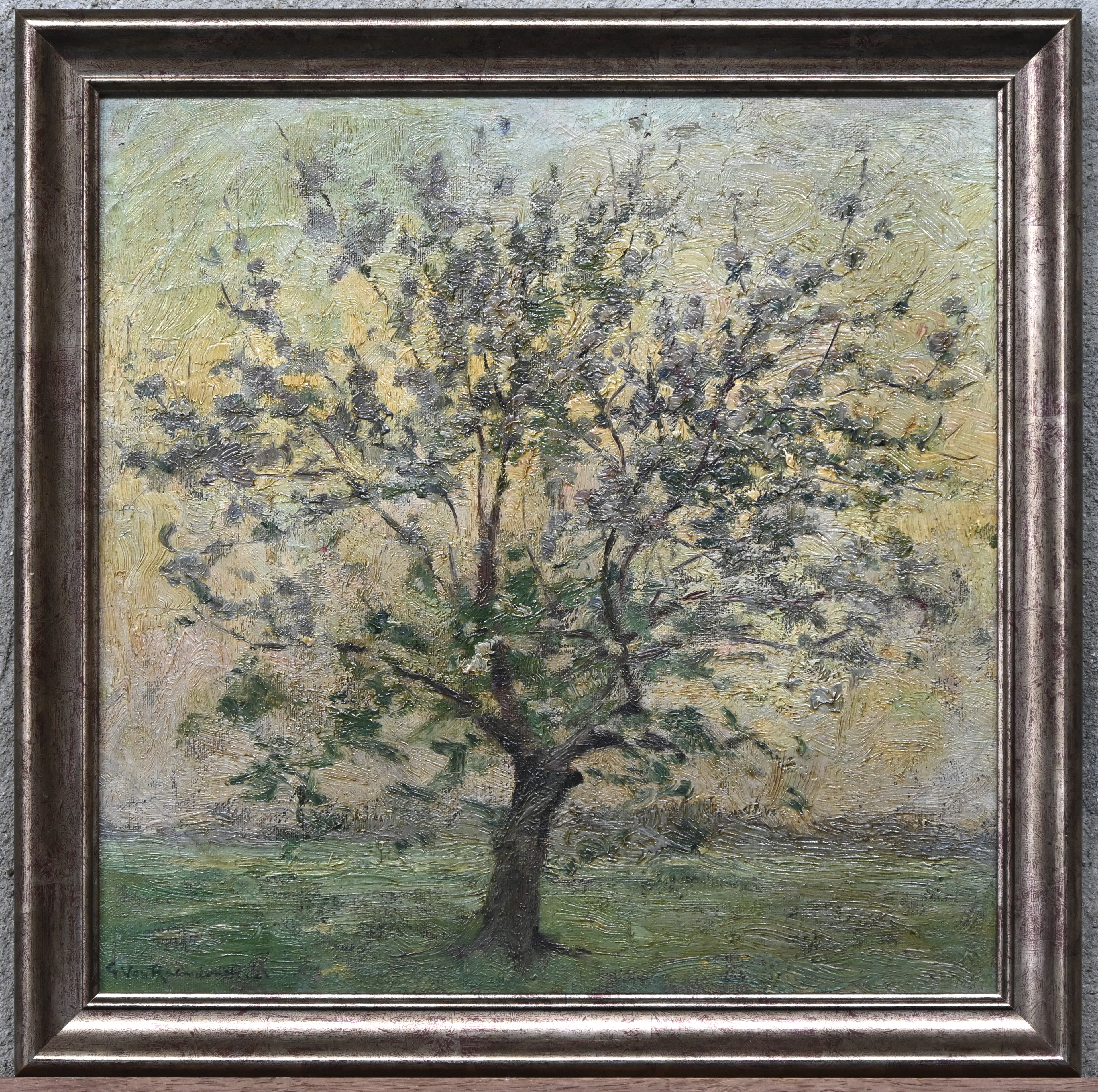 “Alleenstaande boom.” Olieverf op paneel. Gesigneerd “Alleenstaande boom.” Olieverf op paneel. Gesigneerd.