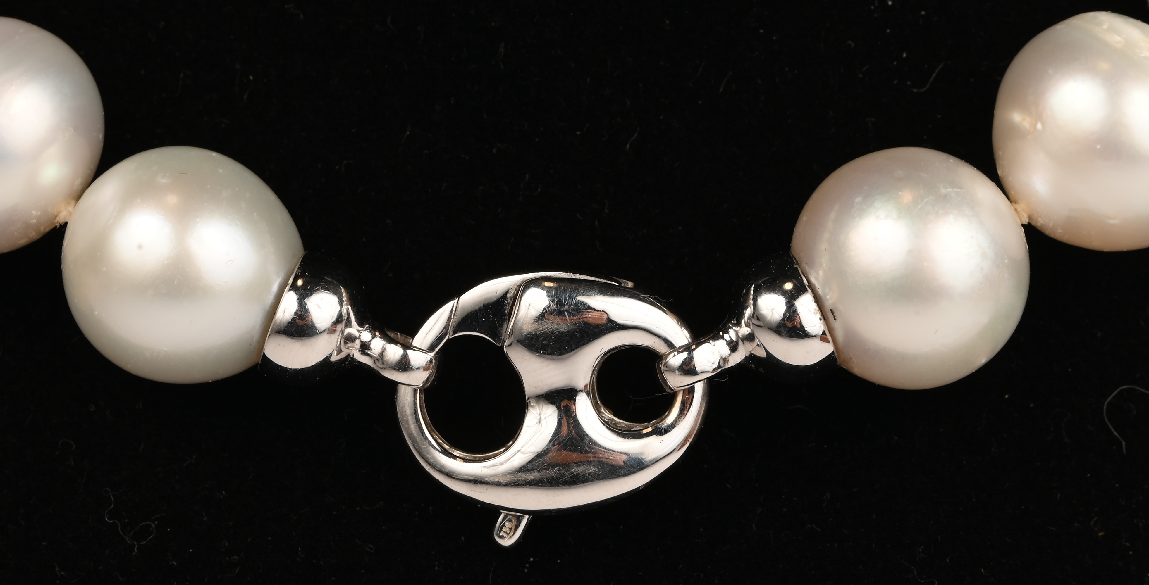 Een halssnoer met Zuidzeeparels en bijpassende oorbellen met 18 kt witgouden slot. Met certificaat Een halssnoer met Zuidzeeparels en bijpassende oorbellen met 18 kt witgouden slot. Met certificaat.