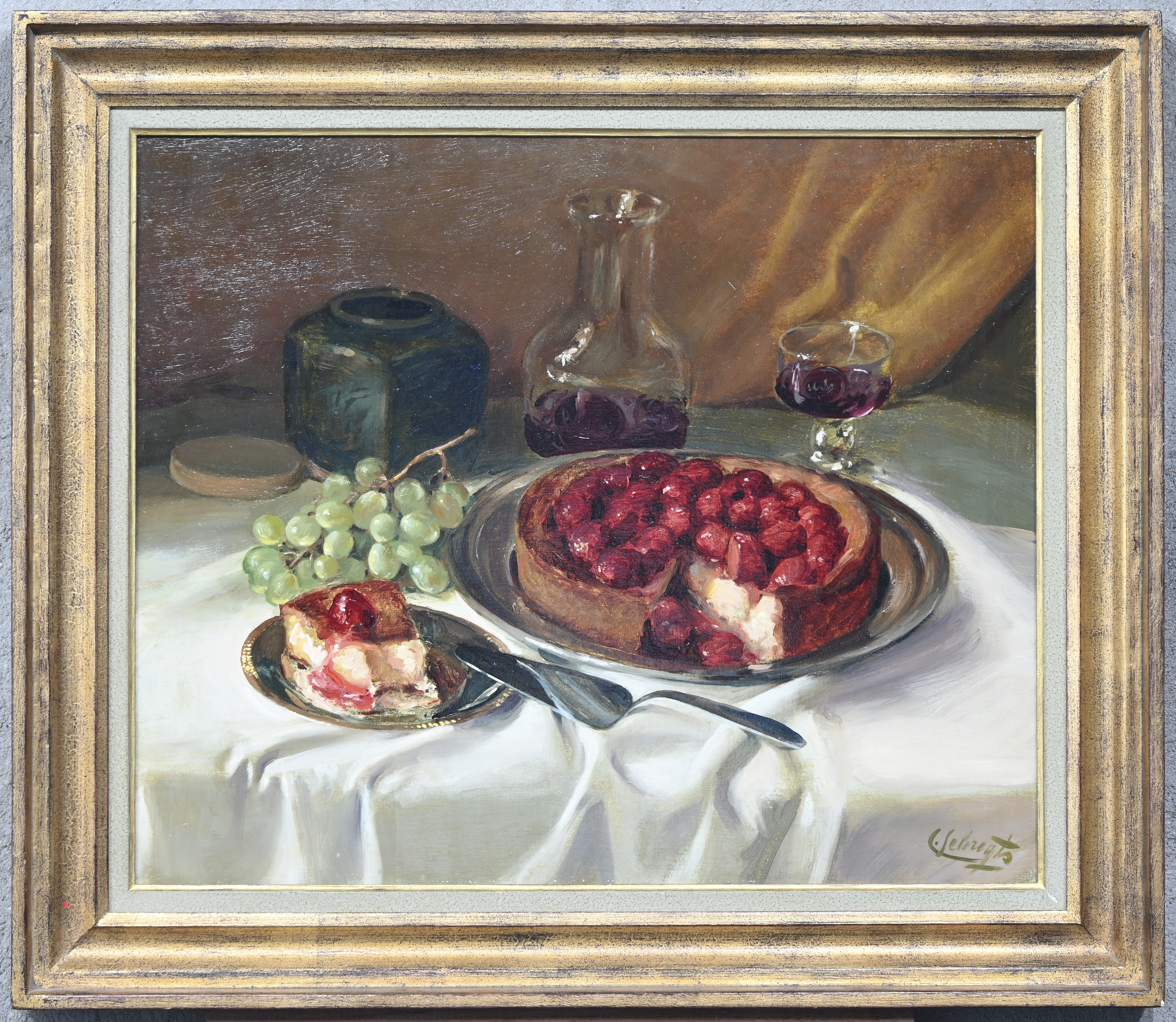 ‘De taart’, olieverf op doek. Een post-impressionistisch werk getekend L. Sebregts. Sebregts genoot zijn opleiding aan de Academie van Antwerpen en het NHISKA, bij Isidoor Opsomer en Albert Saverys ‘De taart’, olieverf op doek. Een post-impressionistisch werk getekend L. Sebregts. Sebregts genoot zijn opleiding aan de Academie van Antwerpen en het NHISKA, bij Isidoor Opsomer en Albert Saverys.