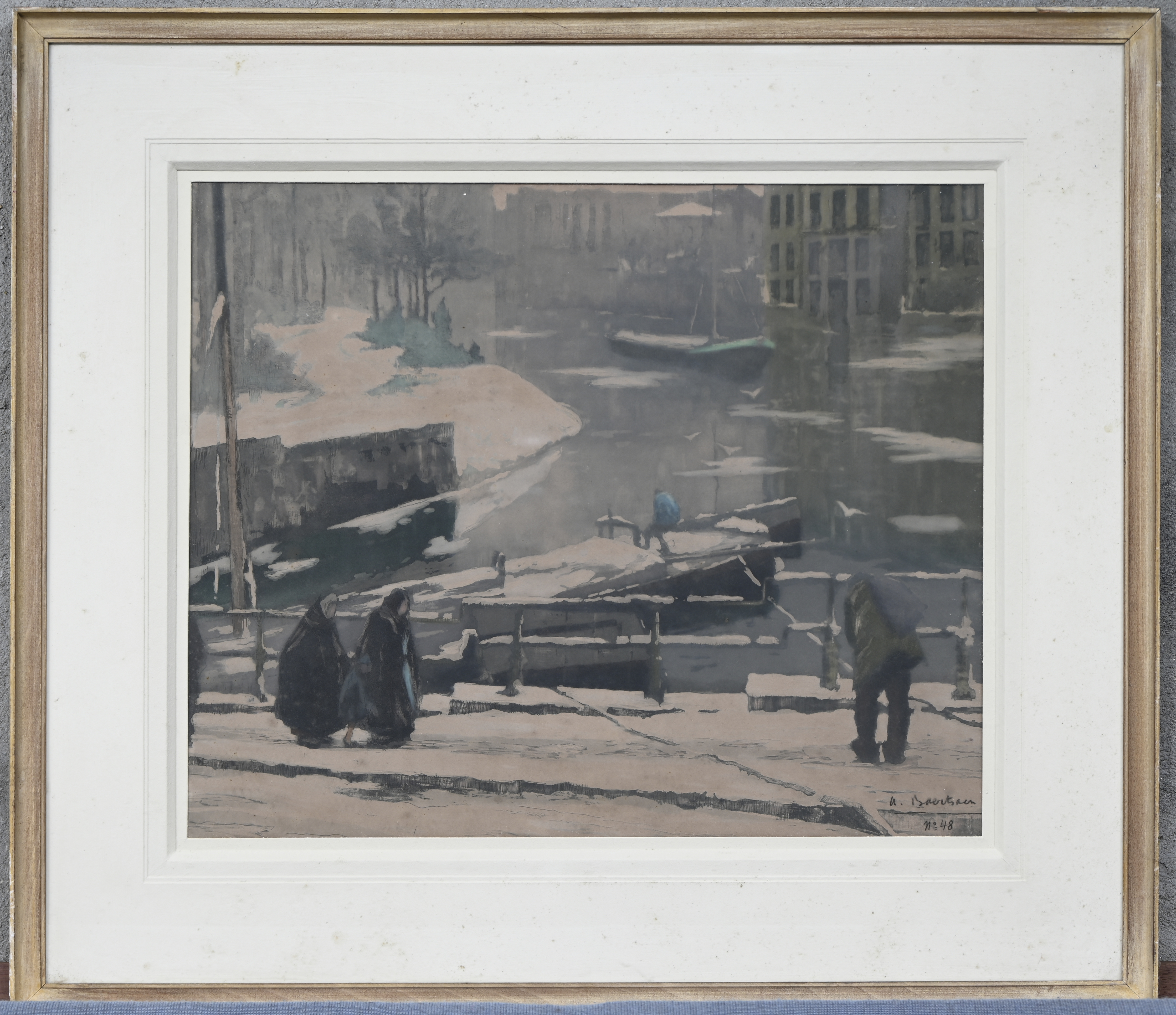 ‘Winterscène in Gent’, een ets/aquatint. Getekend A. Baertsoen, nr. 48 ‘Winterscène in Gent’, een ets/aquatint. Getekend A. Baertsoen, nr. 48.